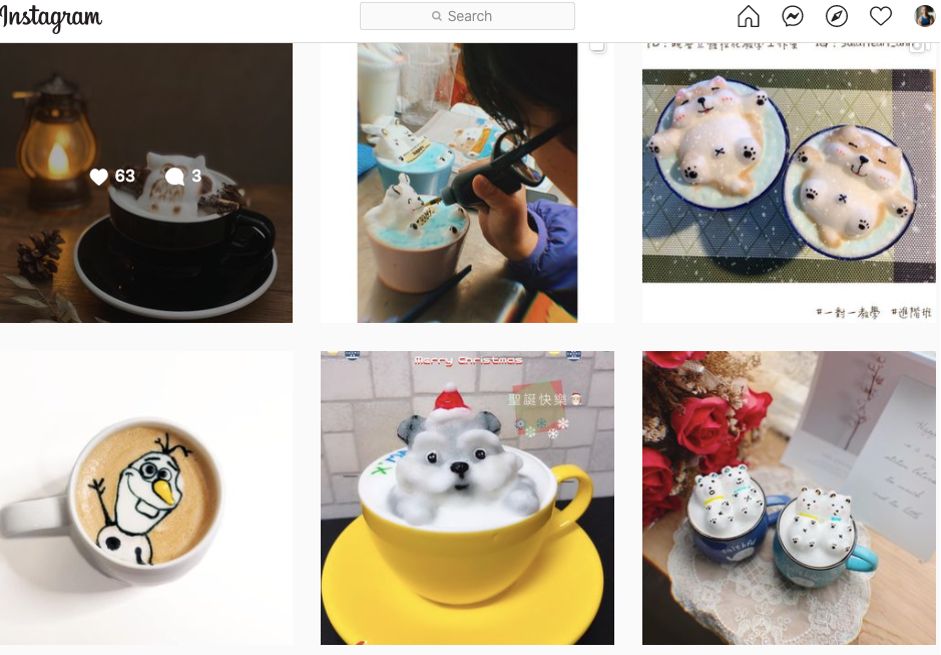 instagram screenshot #3d latte art