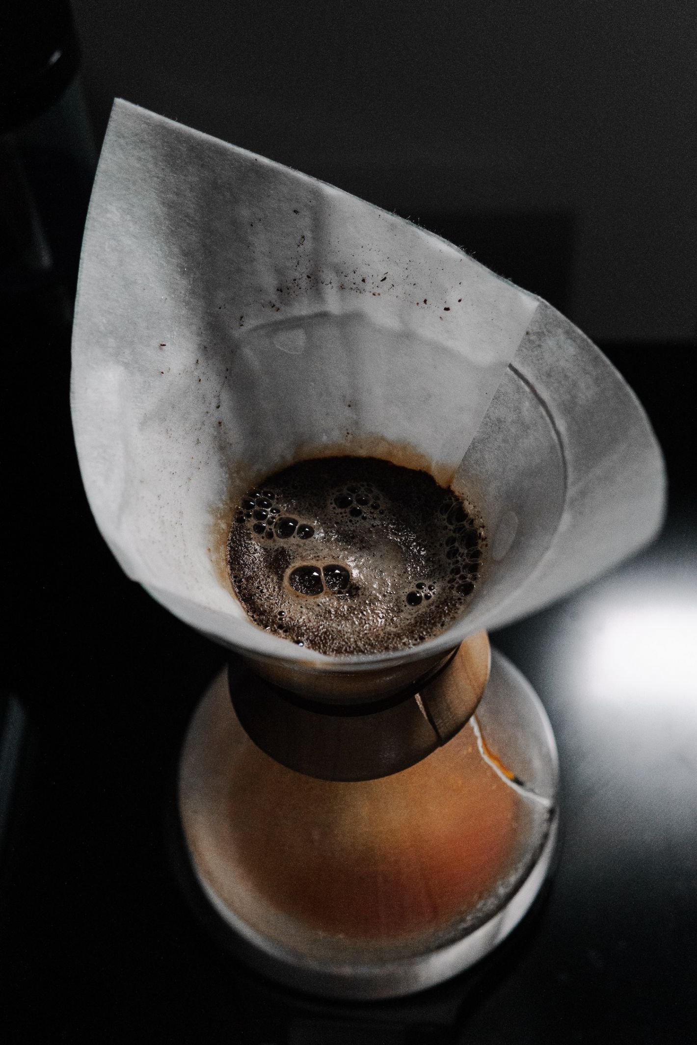 filterkoffie met ovalen vorm in flesje